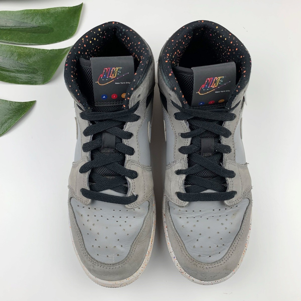Nike Air Jordan 1 Mid Wings NYC Subway Shoes Gray Sneakers