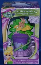 Disney Fairies~Sparkling Smile Set~Toothbrush & Holder~2" Rinse Cup~Tinker Bell