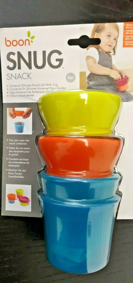 Boon Snack SNUG, Verde 2 Contenedores Apilables y Tapas Tazas de Snack para Bebé Sin BPA Foto 3 de 4