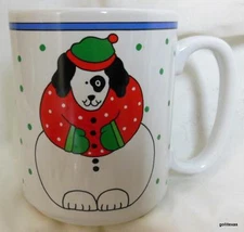Vintage Coco Dowley Christmas Dog Mug 4.25"