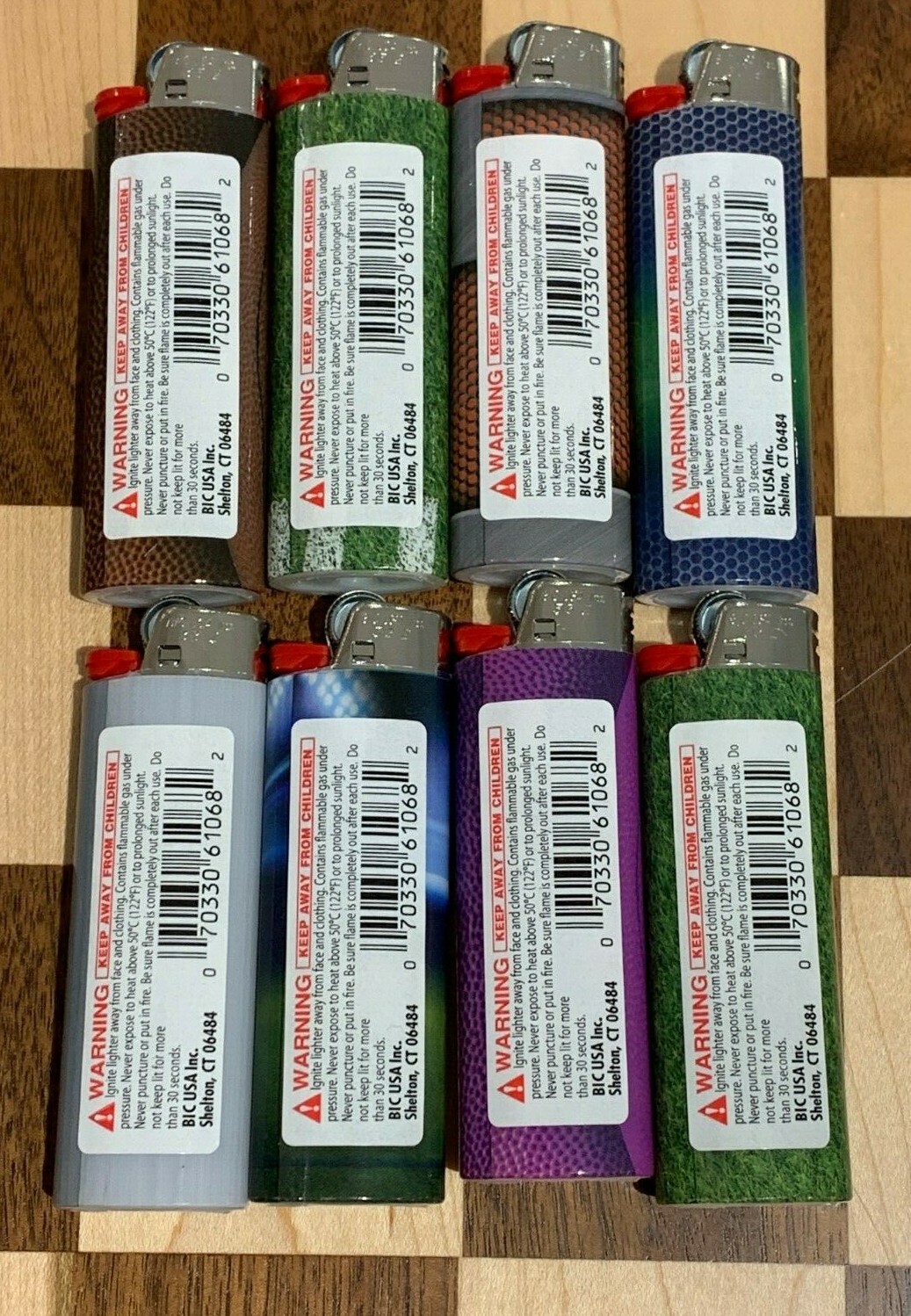 BIC LIGHTERS NEW ENGLAND PATRIOTS NFL OFFICIALLY LICENSED FULL SIZE 8PC SET