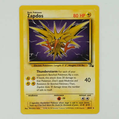 Zapdos 30/62 Rare Fossil Pokemon Card