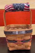 Longaberger 1993 Inaugural Basket, Protector, & Fabric Handle Wrap "NEW"