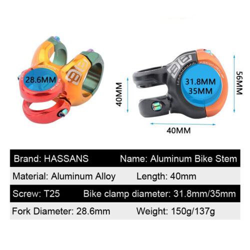 MTB Mountain Bike Handlebar Stem 31.8mm/35mm*40mm 0 Degree Aluminum Lightweight - Picture 4 of 22