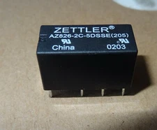 1 pc Relay,  5V coil, 2A contact , DPDT by ZETTLER  P/N AZ8 26-2C-5DSSE