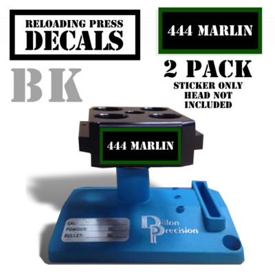 444 MARLIN Reloading Press Decals Ammo Labels 1.95'' x .87'' Sticker 2Pack BLK/GRN