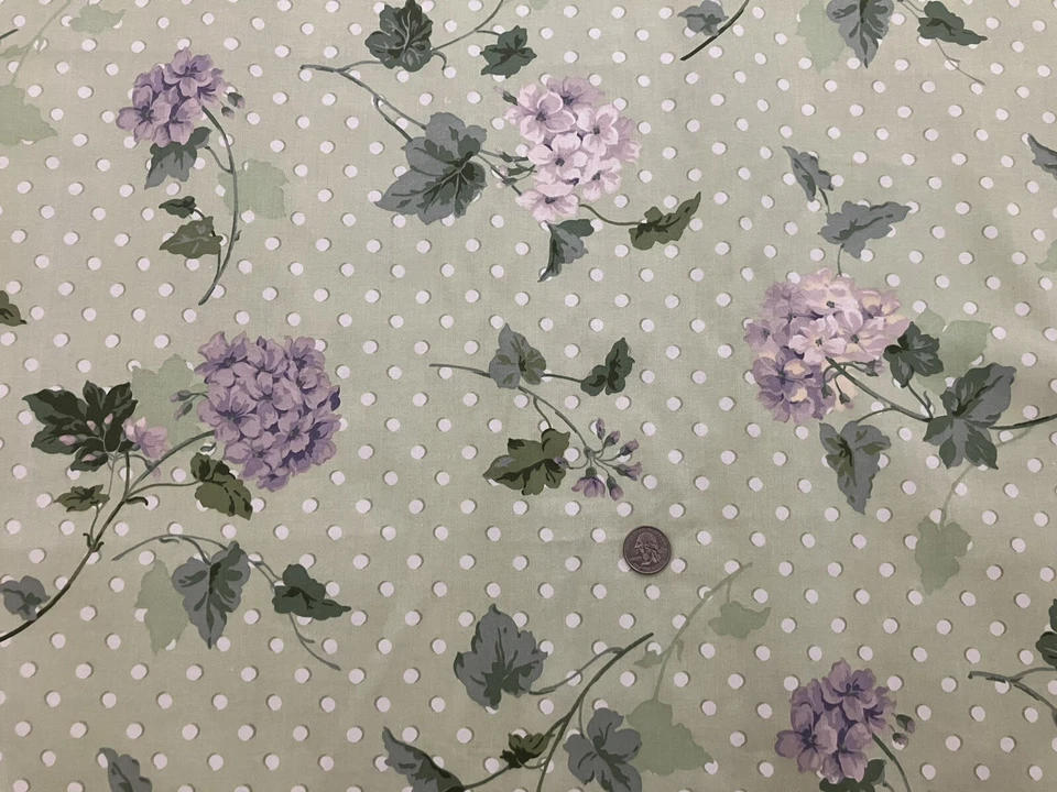 Tela de cortinas florales vintage Waverly Wind Chimes hortensia 15 yardas x 54 verde Foto 3 de 4