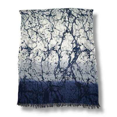 Blue & White Rectangular Scarf 70  X 29 