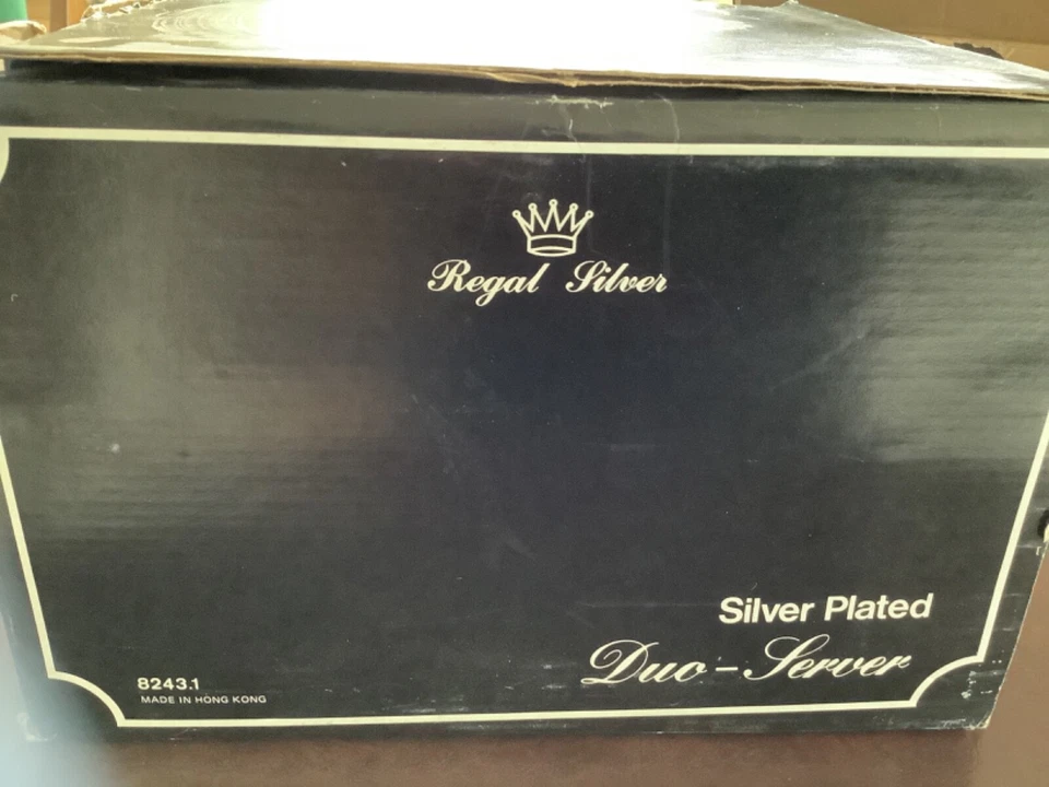 Nuevo Plato de Plata Regal + Vidrio 2 cuartos Inserto Plato de Frotamiento Duo Servidor de Alimentos Foto 3 de 4