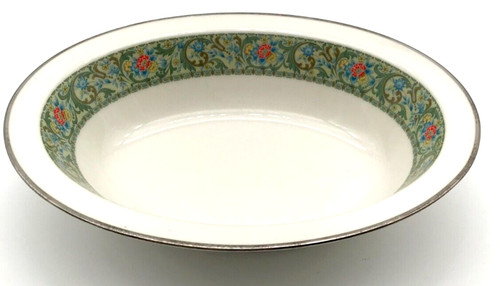 Noritake ISOLDE #7019 Oval Vegetable Serving Bowl Japan Silver Trim 10 x 7.5" #1