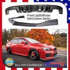 For 2015-2021 Subaru Wrx Sti Carbon Fiber Style Front Lip Rear Diffuser Set
