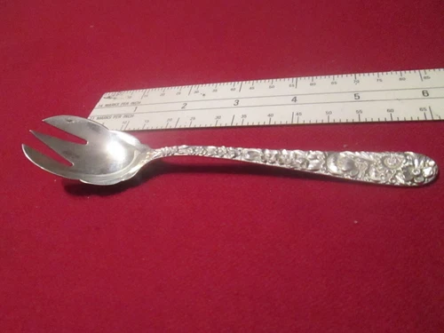 Silver S Kirk & Son Sterling Silver Ice Cream Fork or Spoon 6" with Monogram GBP