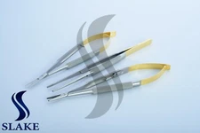 Castroviejo Needle Holder Curved Micro Scissor TC Forceps Dental Eye Set Kit