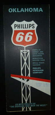 1967 Oklahoma road map Phillips 66 oil gas Tulsa Oklahoma City events  calendar | eBay