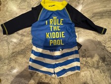 Baby Gap Boys 2-piece blue rashguard swim SET 3-6 Months I Rule The Kiddie Pool