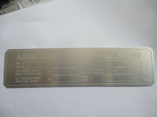 Typenschild Opel Schild Blitz GT Admiral Diplomat Rekord Commodore oldtimer BJ - Bild 1 von 1