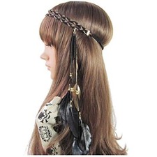 Feather Headband Hippie Indian Boho Hair Bands Tassel Bohemian Black Style