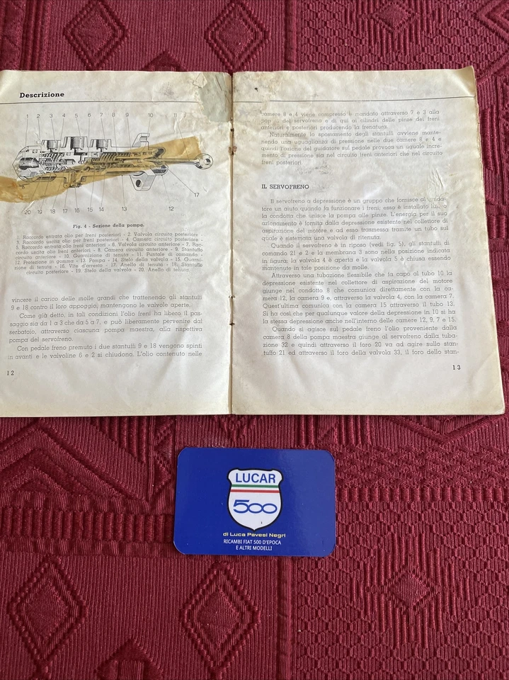 LIBRETTO FRENI A DISCO FLAMINIA FLAVIA DUPLEX  FONDO MAGAZZINO SEGNI DEL TEMPO - Immagine 4 di 4