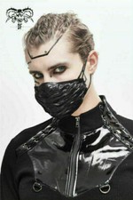 Men's Punk Rock Fold Decoration Mask Breathable Mesh Adjustable Filter Masks