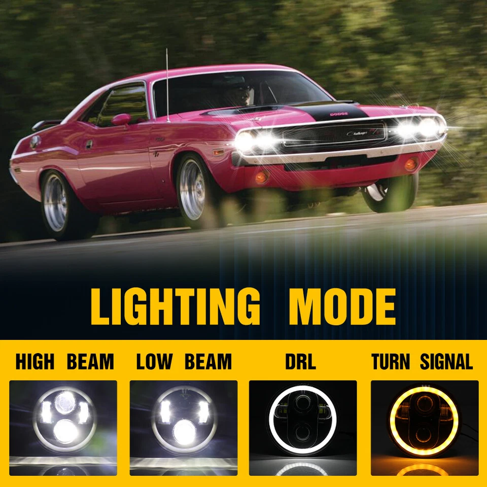 Faros proyectores 4 piezas 5,75" LED HALO DRL aptos para Chevrolet Camaro Caprice Biscayne Foto 2 de 4