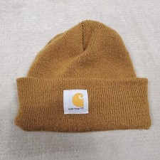 Carhartt Beanie Hat Cap Brown Knit One Size Fits All Winter Skiing Logo A18 BRN