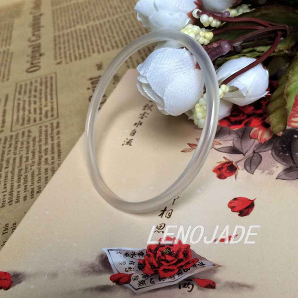 58MM Thin Cut Natural Icy White Translucent Jade Bangle