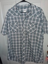 Wrangler Wrancher Western Shirt Mens 2XL Pearl Snap Plaid Short Sleeve Cowboy