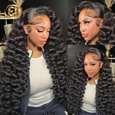 Loose Deep Wave HD Lace Frontal Wig Brazilian Curly Human Hair Wig Preplucked