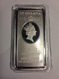 Silberbarren 250g. Queen Elizabeth 2 St. Helena London 999 Fine Silver gekapselt