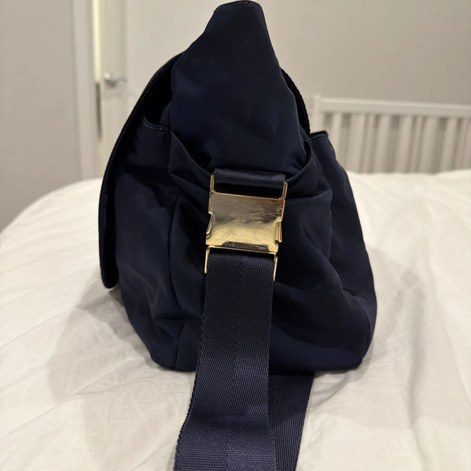 Bolso Bandolera Ajustable Tory Burch Billy Nylon Mensajero Pañales Bebé Azul Foto 3 de 4