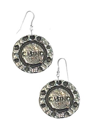 Z13 Casino Poker Chip Zinn auf 925 Haken Tropfen Sterling Silber Ohrringe