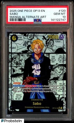 2025 One Piece OP13 En Manga Alternate Art #120 Sabo PSA 10 GEM MINT
