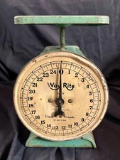 Nostalgic Green Vintage Way Rite 25lb Capacity Merchant/Kitchen Scale  Farmhouse
