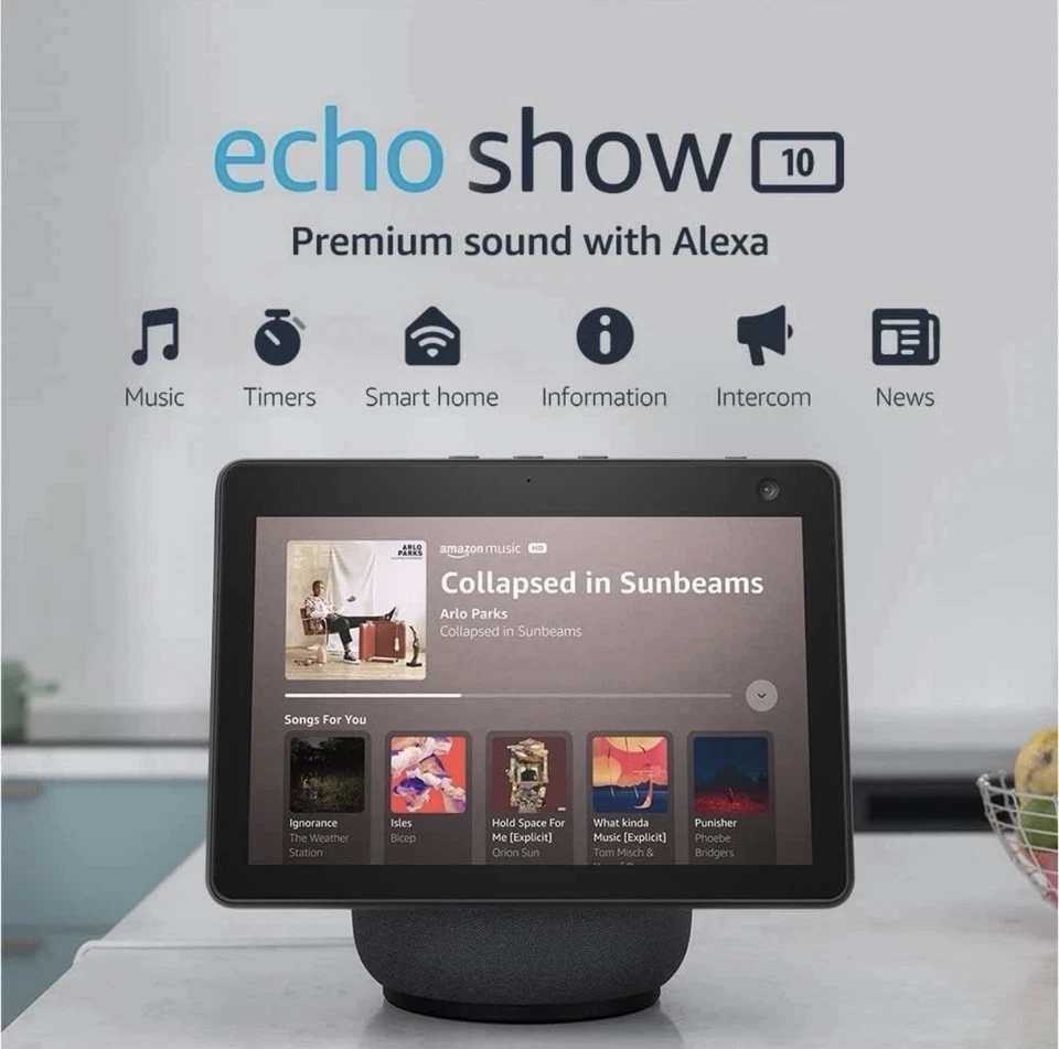 Amazon Echo Show 10 (3rd Generation) Black Wireless Alexa Smart Speaker (T4E4AT) - Image 2 of 3