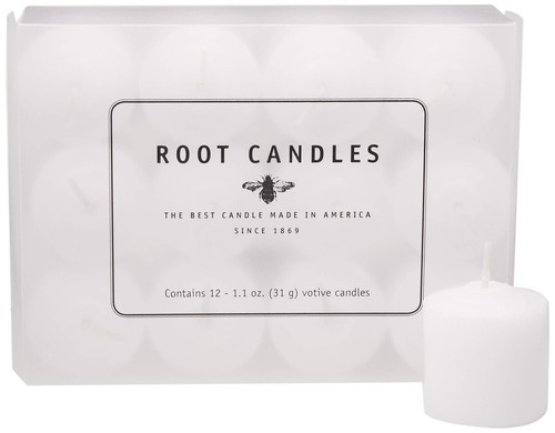10-Hour Unscented Beeswax Blend Votive Candles, 12-Count, White