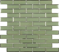 Evergreen 11.73 Inch X 11.73 Inch Beveled Glass Subway Tile for Kitchen Backspla