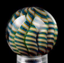 Bryan Trillas Glass Marble/Filigree Cane/UV Reactive/Blue's  Orange/0.8-0.9inch