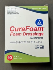 DYNAREX CuraFoam Foam Dressing 2”x 2” Non-Bordered 10 Count EXP 01/2027