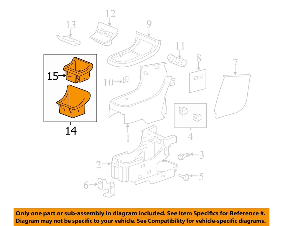 Consola Chevrolet HHR 2011 FLR FRT DK gris 25805906 - nueva OEM 25805906 Foto 2 de 3