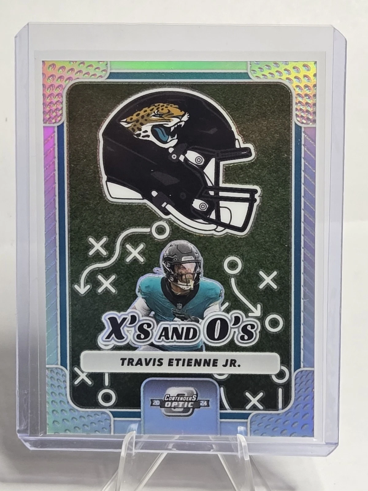 2024 Panini Contenders Optic X's And O's #XO-TEJ Travis Etienne Jr. Silver Prizm