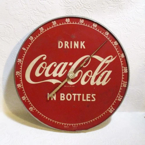 "Drink Coca-Cola In Bottles" Vintage 1950's 12" Red Thermometer 495A Original