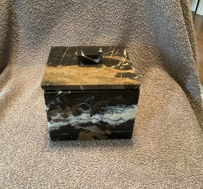 Granite Stone Box Lid Square Trinket Blue John Keepsake Jewelry Vanity