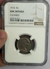 1914 Buffalo Nickel NGC UNC DETAILS CLEANED