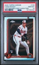 2025 TOPPS CHROME LIGHTBOARD LOGO VAR #140 CADE POVICH PSA 10