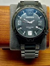 Armitron Men's Watch 20/4692TI Quartz Black Tone 42mm New Battery