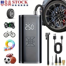 Car Bike Tire Inflator Pump Portable Battery Rechargeable Air Compressor Digital