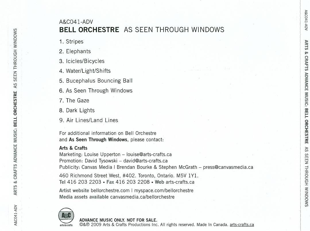 Bell Orchestre – As Seen Through Windows CD (2009)