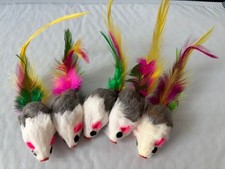 Go Cat Feather Tailed Mouse Cat Toy with Rattle count of 5