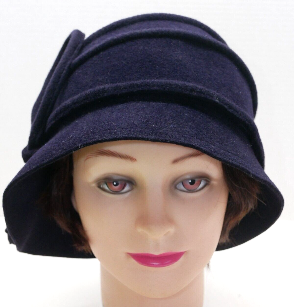 Diva 100% Rabbit Hair Cloche Hat Navy BLUE 22.5