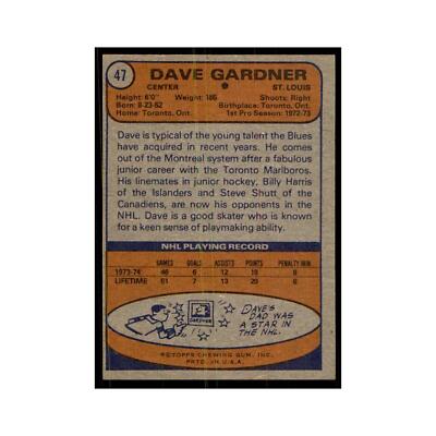 Dave Gardner 1974 Topps #47 Hockey Cards Hockey Card EX | eBay